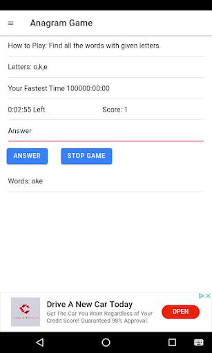 Run android online APK Anagram Game from MyAndroid or emulate Anagram Game using MyAndroid Run android online APK Anagram Game from MyAndroid or emulate Anagram Game using MyAndroid