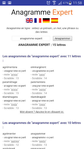 Run android online APK Anagramme Expert from MyAndroid or emulate Anagramme Expert using MyAndroid Run android online APK Anagramme Expert from MyAndroid or emulate Anagramme Expert using MyAndroid