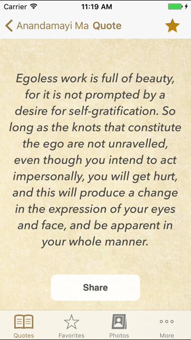 Emulate iPhone app Anandamayi Ma Quotes using MyAndroid