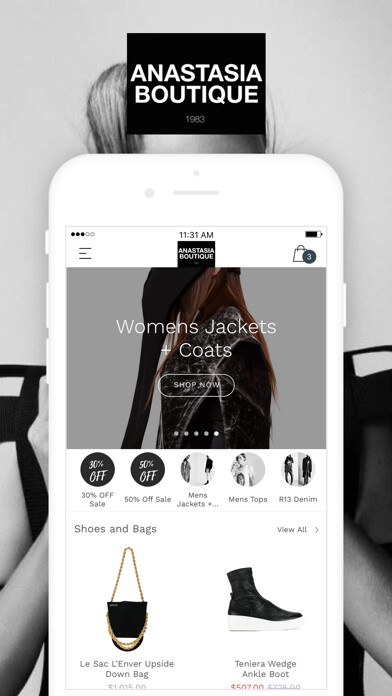 Emulate iPhone app Anastasia Boutique. using MyAndroid