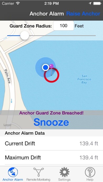Emulate iPhone app Anchor Alarm for Boaters using MyAndroid