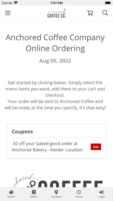Emulate iPhone app Anchored Coffee Company using MyAndroid Emulate iPhone app Anchored Coffee Company using MyAndroid