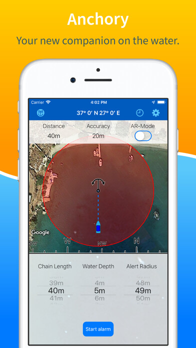 Emulate iPhone app Anchory - Anchor Drag Alarm using MyAndroid Emulate iPhone app Anchory - Anchor Drag Alarm using MyAndroid
