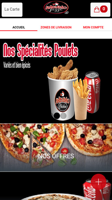 Emulate iPhone app Andiamo Pizza Le Mans using MyAndroid