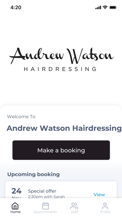 Emulate iPhone app Andrew Watson Hairdressing using MyAndroid Emulate iPhone app Andrew Watson Hairdressing using MyAndroid