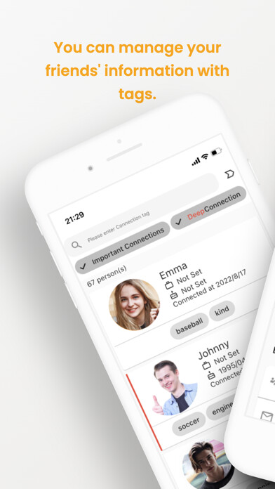 Emulate iPhone app Andy organizes connections using MyAndroid