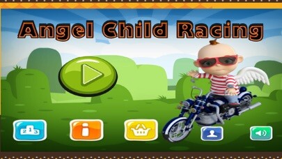 Emulate iPhone app Angel Child Racing - Little chic cupid baby with motorbike using MyAndroid