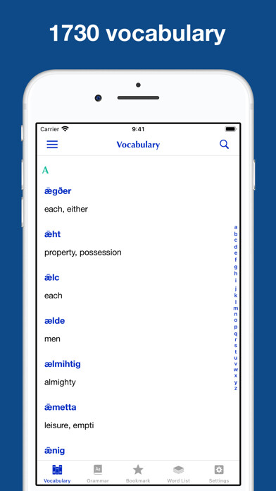 Emulate iPhone app Anglo-Saxon Grammar, Exercise using MyAndroid