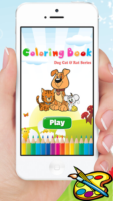 Emulate iPhone app Animal Dog Cat & Rat Coloring Book - Drawing for Kids Games using MyAndroid