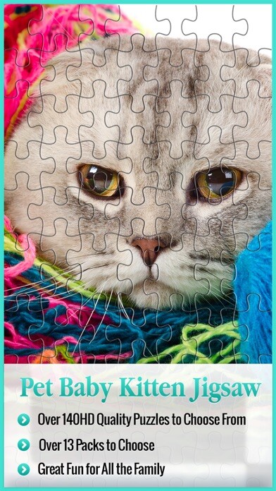 Emulate iPhone app Animal Puzzle Packs & Bits - Kitty Cat Baby Mermaid Jigsaw using MyAndroid