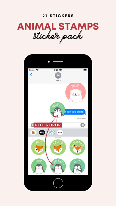 Emulate iPhone app Animal stamps sticker pack using MyAndroid