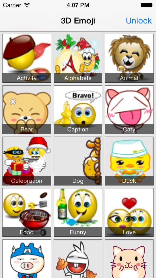 Emulate iPhone app Animated 3D Emoji Free : Emoticons Share to social using MyAndroid