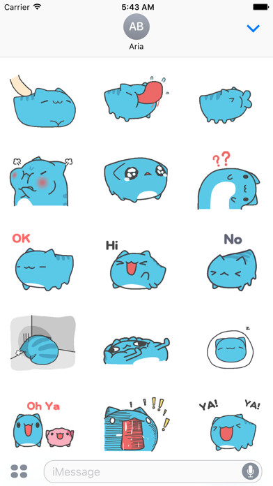 Emulate iPhone app Animated Blue Cat MeowMoji using MyAndroid
