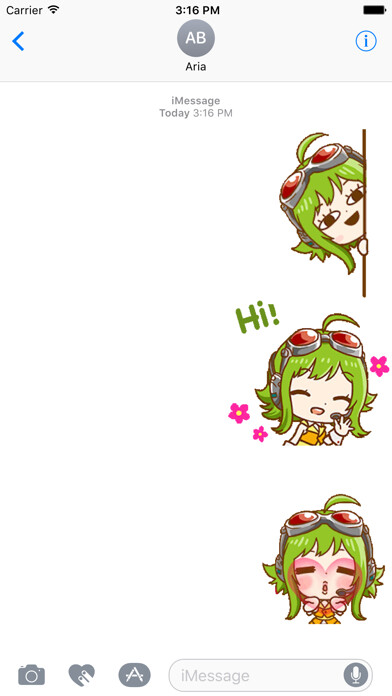 Emulate iPhone app Animated Cute Gumi Sticker using MyAndroid