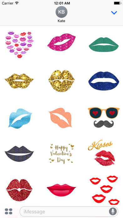 Emulate iPhone app Animated GLITTERINg KISSEs using MyAndroid
