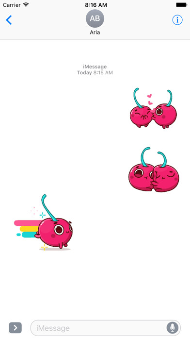 Emulate iPhone app Animated Hot Cherry Sticker using MyAndroid