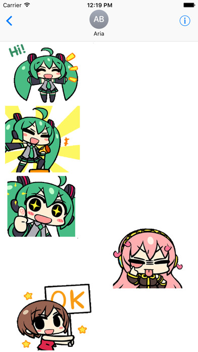 Emulate iPhone app Animated Miku Gang Sticker using MyAndroid