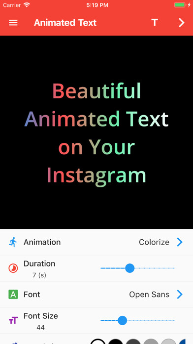 Emulate iPhone app Animated Text for Instagram using MyAndroid