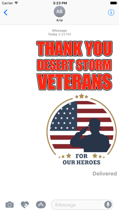 Emulate iPhone app Animated Veterans Day Gifs using MyAndroid