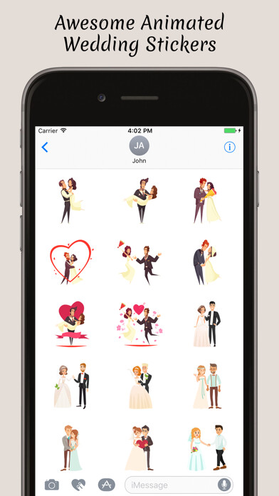 Emulate iPhone app Animated Wedding Stickers using MyAndroid