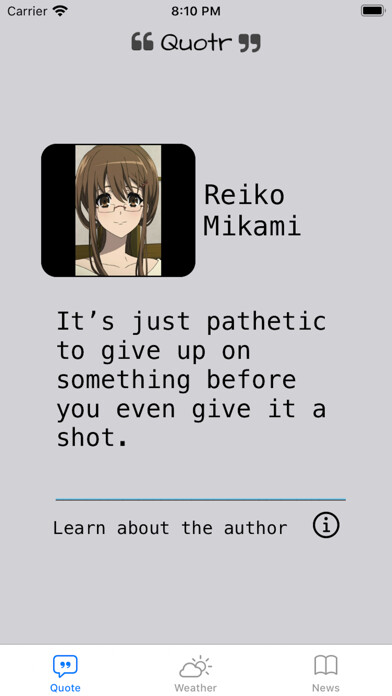 Emulate iPhone app Anime Quotr using MyAndroid