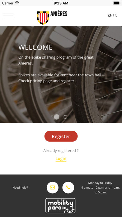 Emulate iPhone app Anières Ebike Sharing using MyAndroid