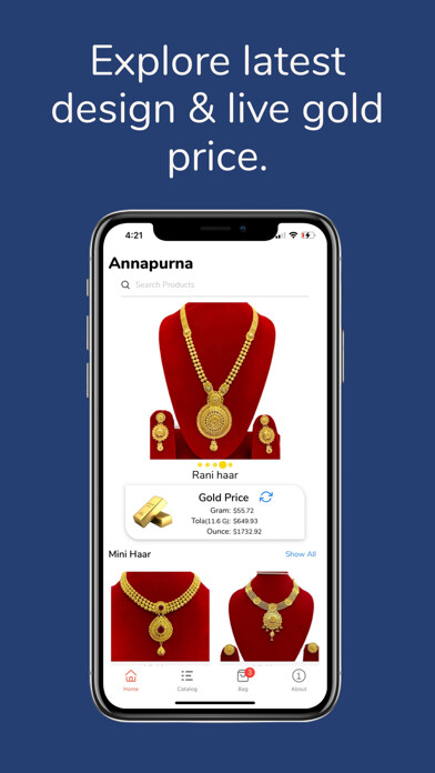Emulate iPhone app Annapurna Jewelry using MyAndroid