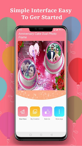 Run android online APK Anniversary Cake Dual Photo Frame from MyAndroid or emulate Anniversary Cake Dual Photo Frame using MyAndroid