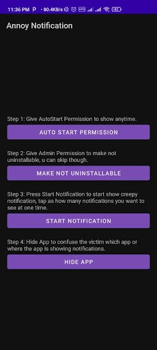 Run android online APK Annoy Notification: Funny, Creepy from MyAndroid or emulate Annoy Notification: Funny, Creepy using MyAndroid