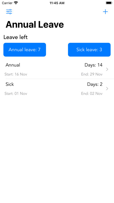 Emulate iPhone app Annual Leave Days using MyAndroid