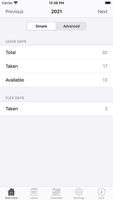 Emulate iPhone app Annual Leave using MyAndroid
