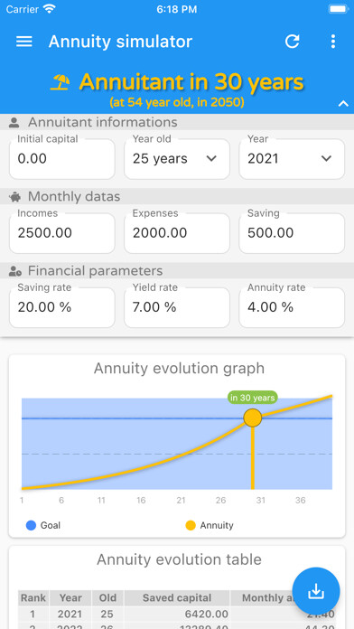 Emulate iPhone app Annuity Simulator using MyAndroid