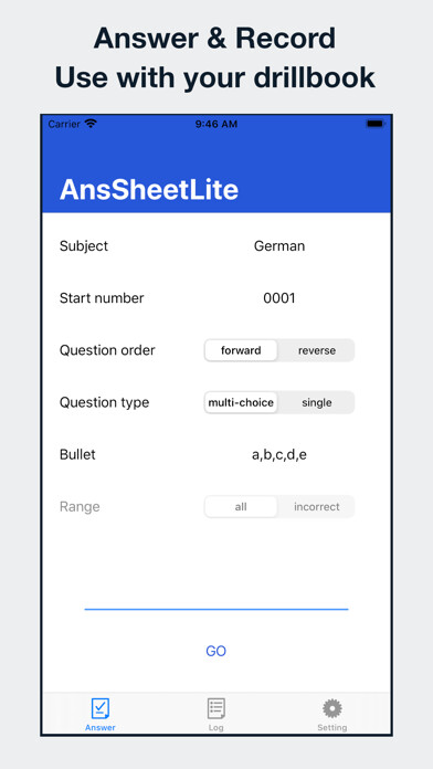 Emulate iPhone app AnsSheet Lite using MyAndroid