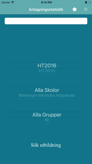 Emulate iPhone app Antagningsstatistik using MyAndroid Emulate iPhone app Antagningsstatistik using MyAndroid