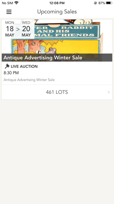 Emulate iPhone app AntiqueAdvertising.com using MyAndroid