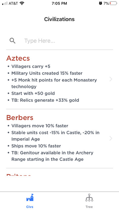 Emulate iPhone app AOE2 DE Civilization Info using MyAndroid