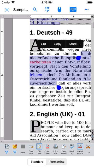 Emulate iPhone app AO Office Pro using MyAndroid