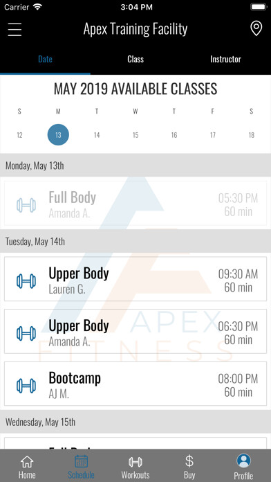 Emulate iPhone app Apex Fitness LI using MyAndroid