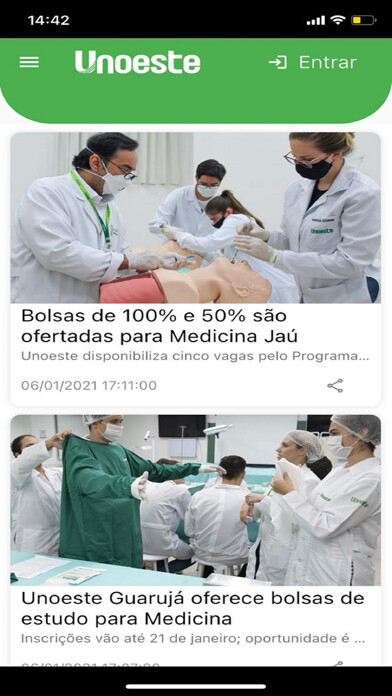 Emulate iPhone app Aplicativo da Unoeste using MyAndroid