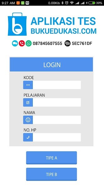 Emulate Android APK Aplikasi tes bukuedukasi.com