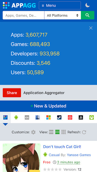 Run android online APK AppAgg: Apps, Games, Deals+RSS from MyAndroid or emulate AppAgg: Apps, Games, Deals+RSS using MyAndroid