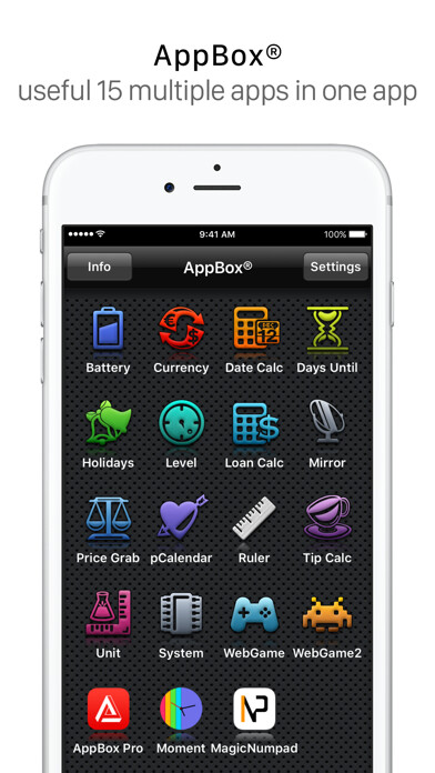 Emulate iPhone app AppBox: Useful 16 Apps in One using MyAndroid
