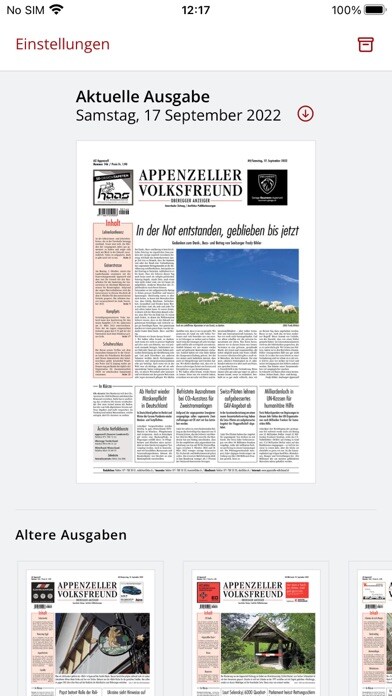 Emulate iPhone app Appenzeller Volksfreund using MyAndroid