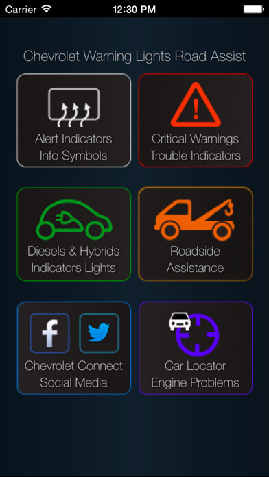 Emulate iPhone app App for Chevrolet Cars - Chevrolet Warning Lights & Road Assistance - Car Locator using MyAndroid Emulate iPhone app App for Chevrolet Cars - Chevrolet Warning Lights & Road Assistance - Car Locator using MyAndroid