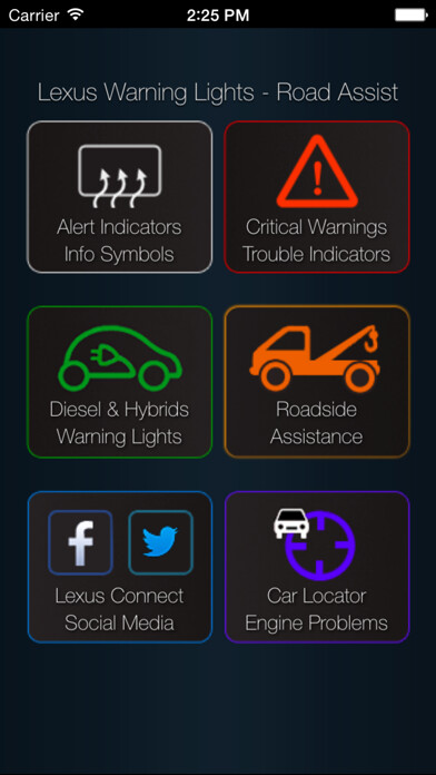 Emulate iPhone app App for Lexus with Lexus Warning Lights using MyAndroid