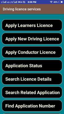Emulate Android APK Apply Indian Driving Licence