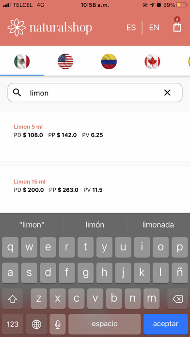 Emulate iPhone app App Natural Shop using MyAndroid