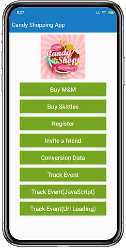 Run android online APK AppsFlyer Candy Shop Training App for Developers from MyAndroid or emulate AppsFlyer Candy Shop Training App for Developers using MyAndroid
