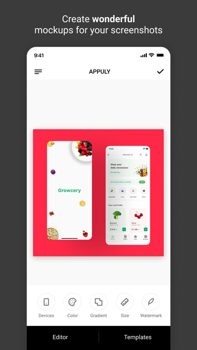 Emulate iPhone app Appuly - App Mockup using MyAndroid