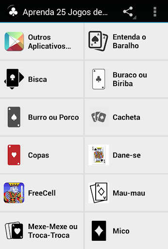 Run android online APK Aprenda 25 Jogos Com Cartas from MyAndroid or emulate Aprenda 25 Jogos Com Cartas using MyAndroid